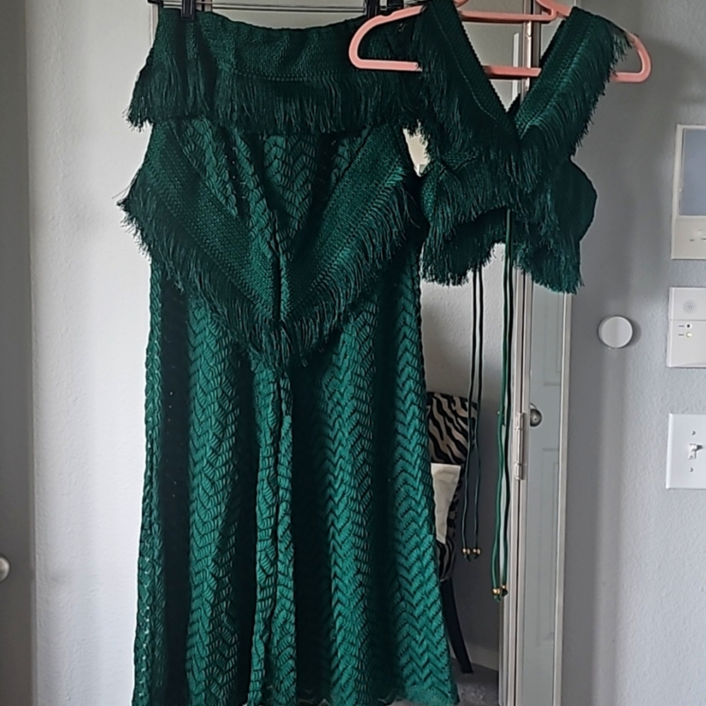 Fringe skirt set